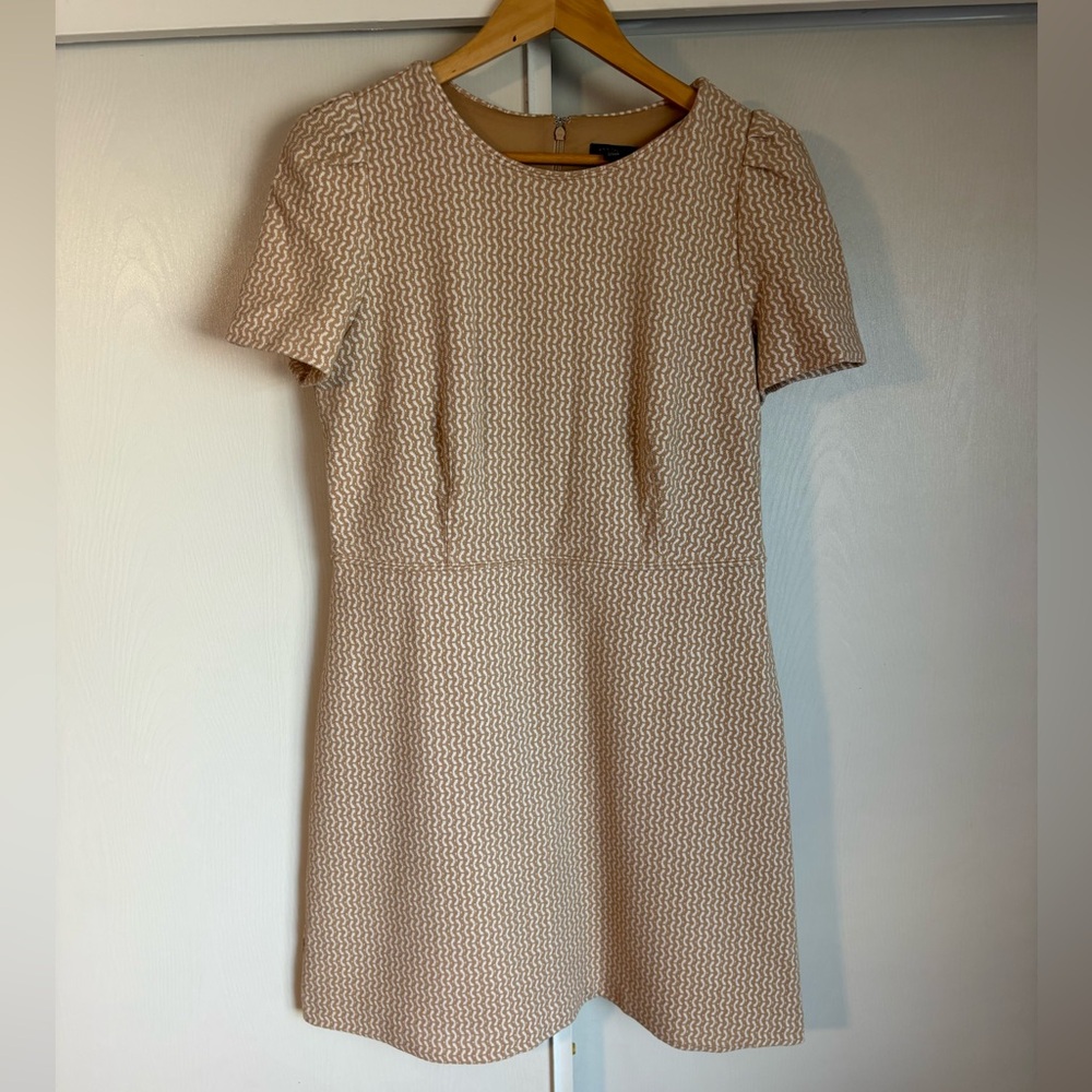 Ann Taylor Cream Textured Short-Sleeve Mini Dress